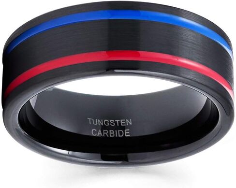 Red Tungsten Wedding Ring Blue Tungsten Ring Black Tungsten Ring Anniversary Ring Engagement Ring 8mm in Saudi Arabia