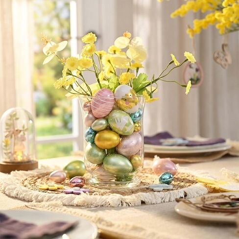 Valery Madelyn 30Pcs Easter Ornaments in Exquisite Egg-Shaped Gift Box, 1.2"-2" Assorted Pastel Pink Blue Green Hanging Eggs, Shatterproof Baubles Gift Set for Tree Decor & Spring Basket Stuffers in Saudi Arabia