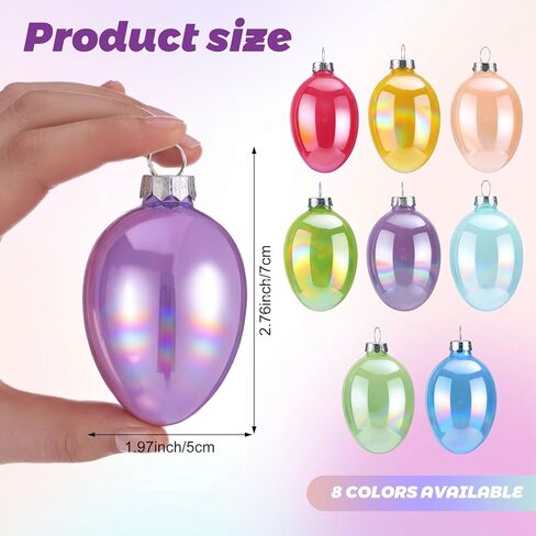 8 Pcs Colorful Glass Easter Egg Ornaments 2.7 Inch Spring Pastel Egg Ornaments Iridescent Opaque Macaron Hanging Easter Tree Decorations for Basket Stuffers Spring Party Bright Color Decor in Saudi Arabia