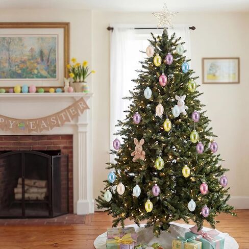 8 Pcs Colorful Glass Easter Egg Ornaments 2.7 Inch Spring Pastel Egg Ornaments Iridescent Opaque Macaron Hanging Easter Tree Decorations for Basket Stuffers Spring Party Bright Color Decor in Saudi Arabia