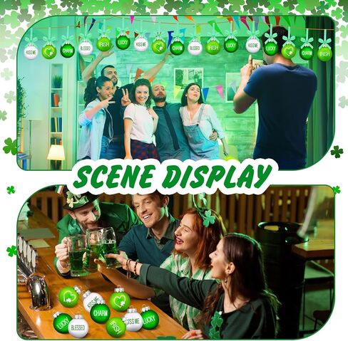 Riceshoot 12 Pcs St. Patricks Day Hanging Ornaments Ball 1.97'' Green White Shamrock Hanging Ornaments Irish Good Luck Clover Ball Decorations for Tree St. Patrick's Day Irish Festival Party Decor in Saudi Arabia