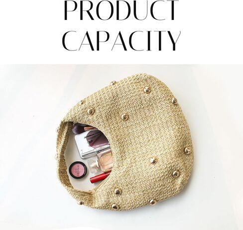 حقيبة قش للنساء، حقيبة يد هوبو منسوجة بوهو شيك، محفظة شاطئ صيفية مصنوعة يدويًا in Kuwait