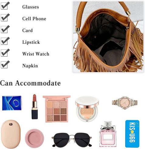 Bohemian Fringe Leather Shoulder Bag for Women Dual-Side Tassel Handbag Underarm Purse Soft PU Leather Top Handle Bag in Saudi Arabia