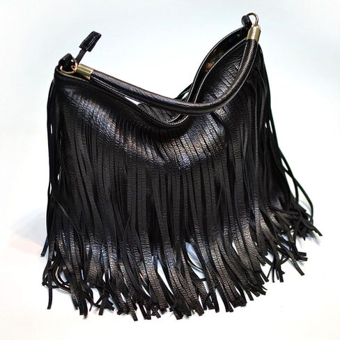 Bohemian Fringe Leather Shoulder Bag for Women Dual-Side Tassel Handbag Underarm Purse Soft PU Leather Top Handle Bag in Saudi Arabia