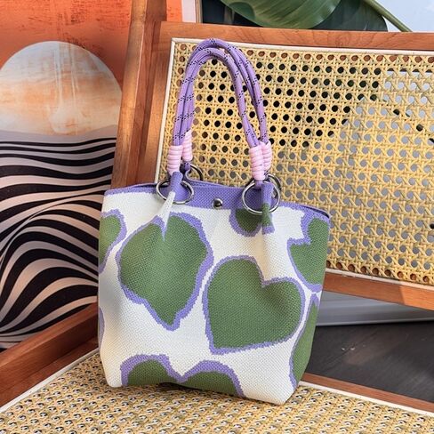 Knitted Bucket Bag 9x9x6 Inch – Woven Polyester Handbag for Women, Crossbody Purse with Adjustable Strap in Saudi Arabia