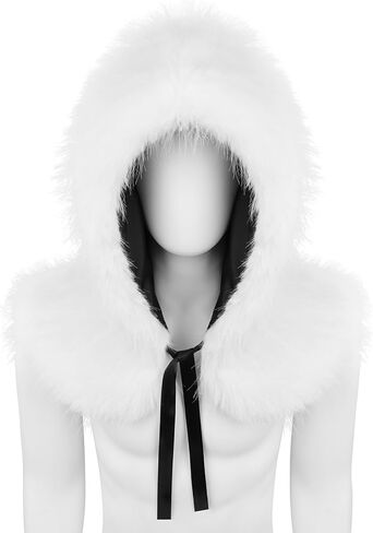 عباءة بقبعة من الفرو الصناعي، قبعة شتوية أكثر دفئًا، إكسسوار للرأس للهالوين in Kuwait