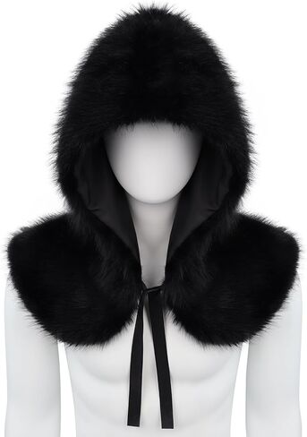 Faux Fur Furry Grim Cowl Cloak Hood Hat Winter Warmer Headpiece Accessory for Halloween in Saudi Arabia