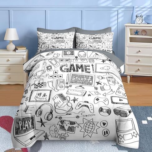 Nesker 5 Pcs Comforter Set Twin Size, Cute Cars Truck Tractor Bedding for Kids Teen, Cargo Crane Bulldozer Excavator Bed Sheet with Pillowcase & Sham in Saudi Arabia