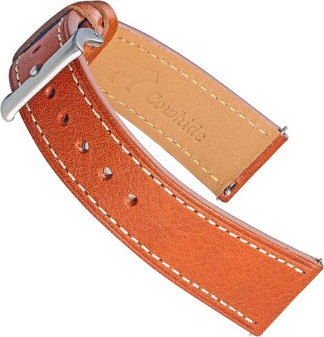18mm Cowhide Leather Slim Watch Band Compatible with Garmin Vivoactive 4S 40mm / Forerunner 265S 42mm / Venu 4 41mm (Not for Venu 4 45mm) / Venu 2S 40mm / Venu 3S 41mm, Quick Release Replacement Strap in Saudi Arabia