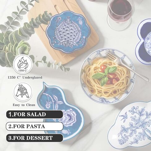 Hand-Painted Blue and White Ceramic Plate 6.7 Inch, Floral Chinoiserie Decorative Plate for Shelf Cabinet, Kitchen Dinnerware Dessert Cheese Sushi Snack Dishes, Great Housewarming Gift in Saudi Arabia