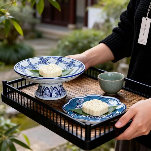 Hand-Painted Blue and White Ceramic Plate 6.7 Inch, Floral Chinoiserie Decorative Plate for Shelf Cabinet, Kitchen Dinnerware Dessert Cheese Sushi Snack Dishes, Great Housewarming Gift in Saudi Arabia