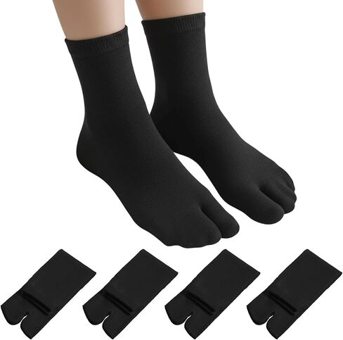 4Pairs Japan Tabi Socks for Flip Flop, Japanese Toes Separated Sock Cotton Elastic Split Toe Socks for Men Women Geta Samurai in Saudi Arabia