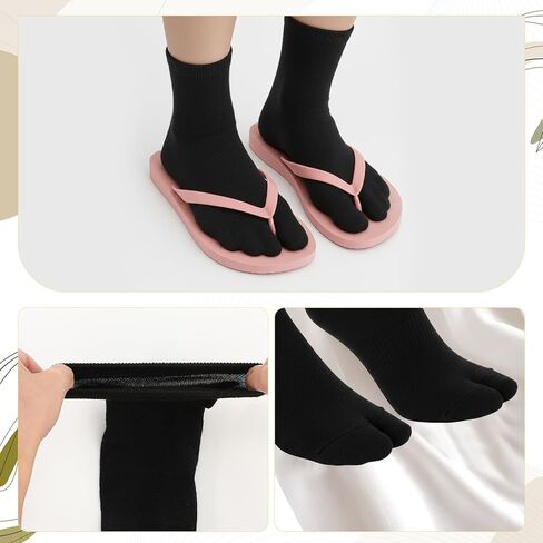 4Pairs Japan Tabi Socks for Flip Flop, Japanese Toes Separated Sock Cotton Elastic Split Toe Socks for Men Women Geta Samurai in Saudi Arabia