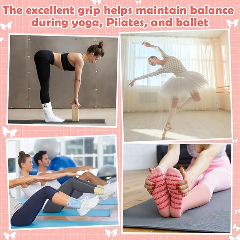 Shihanee 4 Pairs Women's Grip Knee High Socks Cute Grippy Long Slouch Socks for Pilates Yoga Barre Fitness Hospital Home in Saudi Arabia