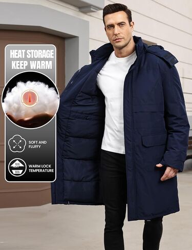 Yimoon Mens Long Parka Winter Coats Water-resistant Warm Thicken Hooded Puffer Jacket Heavy Padded Windbreaker Outerwear in Saudi Arabia