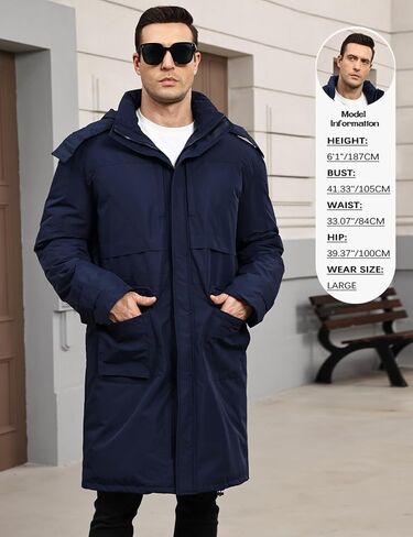 Yimoon Mens Long Parka Winter Coats Water-resistant Warm Thicken Hooded Puffer Jacket Heavy Padded Windbreaker Outerwear in Saudi Arabia
