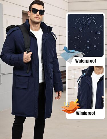 Yimoon Mens Long Parka Winter Coats Water-resistant Warm Thicken Hooded Puffer Jacket Heavy Padded Windbreaker Outerwear in Saudi Arabia