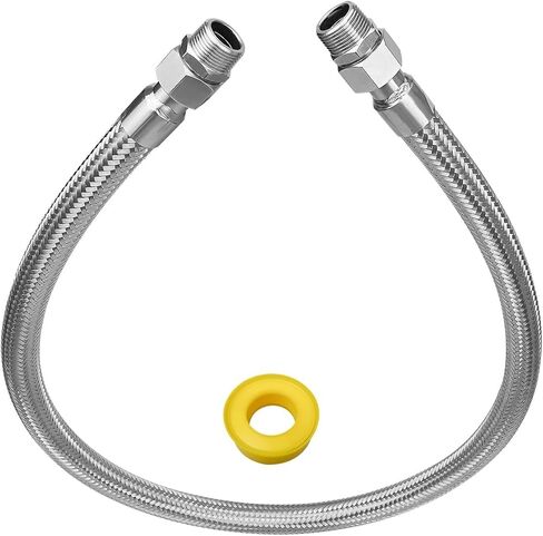 Industrial Grade Compressor Jumper Hose, 3/4" NPT Male Compression Adapter 48" Length 750°F 450 PSI Flexible Whole Body Stainless Steel Metal Hose with Rotate Freely Fittings and Thread Seal Tapes in Kuwait