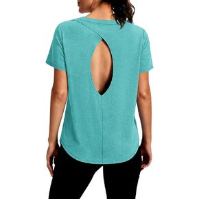 Alaroo ملابس علوية للتمرين مفتوحة الظهر للنساء بأكمام قصيرة ملابس يوجا بيلاتيس قمصان رياضية للصالة الرياضية ملابس لياقة بدنية صيف 2026 in Kuwait