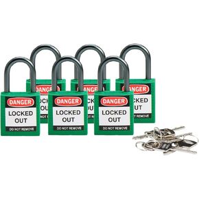 Brady Safety Lockout Padlock Sets - 6 Pack - Blue - Keyed Alike Safety Lockout Padlocks - 1 Key Per Lock - SDPL-BLU-38ST-KA6 in Saudi Arabia