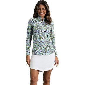 IBKUL UPF 50+ Sun Protection, Icefil Cooling, Moisture-Wicking Sonia Long Sleeve Mock Neck Top in Kuwait