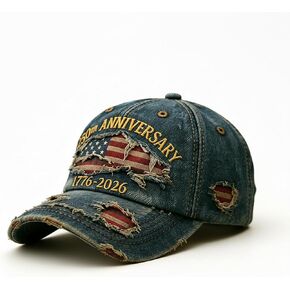 250th USA Anniversary Denim Flag Baseball Cap America's Commemorative Patriotic Hats in Kuwait