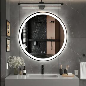 DUMOS 30 Inch Round LED Bathroom Mirror with Lights, Circle Vanity Mirror with Anti-Fog, Dimmable, 3-Color Light, Memory Function, Tempered Glass in Kuwait