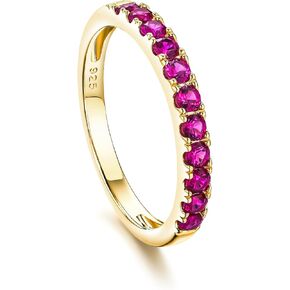 Created Ruby/Sapphire/Emerald Stackable Rings for Women 14K Gold Plated/ 925 Sterling Silver 2.2mm Wedding Band Ring (with Gift Box) in Kuwait