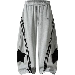 Aelfric Eden فضفاض برميل Sweatpants النساء الرجال ستار الجرافيك مخطط واسعة الساق بنطلون طويل وواسع مرونة الخصر Y2k للجنسين بنطلون in Saudi Arabia