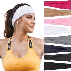 عصابات رأس للنساء - 8 عبوات من أربطة شعر مرنة واسعة، عصابات رأس ناعمة قابلة للتمدد وغير قابلة للانزلاق للتمرينات واليوجا وغسل الوجه والارتداء اليومي in Kuwait