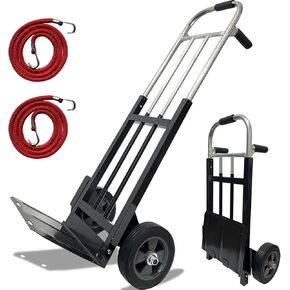 800 LB Dolly Cart with 8" Solid Rubber Wheels, Heavy Duty Folding Hand Truck Dolly with Bungee Cords, Compact Foldable Alloy Steel Design for Warehouses, Homes, Offices, and Small Business in Kuwait