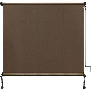 8' W x 6' H Outdoor Roller Shades for Patio, Exterior UV Protection Sun Shade Cloth with 2 Poles & 1 Fabric, Outdoor Blinds for Porch, Gazebo, Balcony, Pergola, Mocha in Saudi Arabia