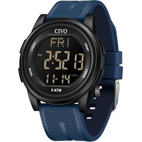 CIVO Digital Watches for Men Women: Sports Waterproof Wristwatch with Stopwatch Alarm Date - LED Backlight Big Numbers Silicone Watch for Outdoor Camping Hiking Cycling in Kuwait