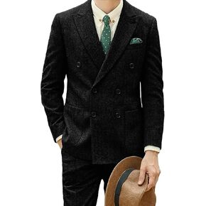 بدل تويد كلاسيكية للرجال 2 قطعة بدلة متعرجة مزدوجة الصدر بدلة رجال الأعمال البدلات الرسمية لحفلات الزفاف الغربية in Kuwait