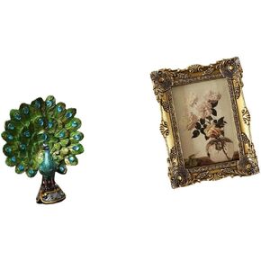 Peacock Statue Animal Sculpture Collection and Photo Frame Ornate Picture Frame Vintage Resin Decorative Photo Display Frame Ornament for Elegant in Saudi Arabia