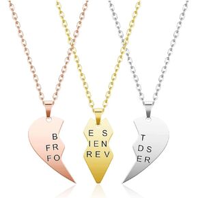 3pcs Personalized Best Friends Forever BFF Necklace Stainless Steel Engraved Puzzle Heart Friendship Pendant Custom Name Matching Heart Necklaces Gift Set in Kuwait