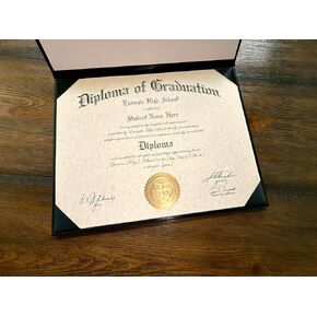 Custom Printed High School Diploma - with Real Embossed Gold Foil Seal & Padded Leatherette Diploma Cover in Kuwait