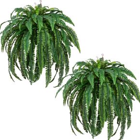 Waipfaru 60'' Set of 2 Large Fake Ferns, UV Resistant Artificial Outdoor Plants, Faux Greenery Plants, Realistic Boston Ferns with 48 Fronds for Front Porch Home Garden Patio Forest Decor in Saudi Arabia