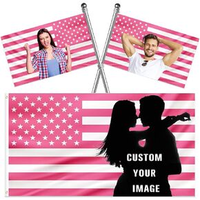 Custom Pink American Flag 3X5 Ft Personalized Flag Design Your Image Logo Photo Text Customized Flags for Indoor and Outdoor (Pink flag) in Saudi Arabia