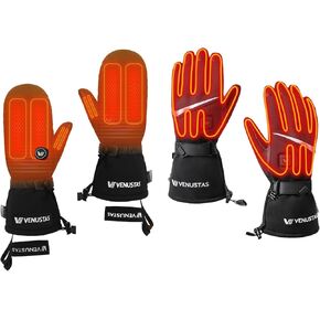 Venustas Heated Gloves& Women(Black, Large) & Heated Mittens(Black, Large) Bundle, Ultimate Hand Warming System with Finger Dexterity & Maximum Heat, 3-Heat Gloves & 14H Smart Mittens for All Winter A in Saudi Arabia
