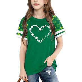 Kids St Patricks Day Shirts St Pattys Lucky Shamrock Graphic Tee Shirt Boys Girls Irish Short Sleeve Tops 5-14y in Kuwait