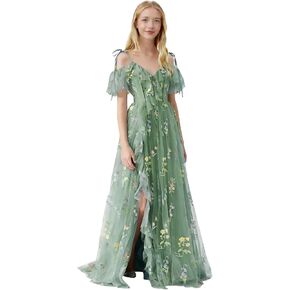 فساتين وصيفة الشرف للصغار مطرزة بالزهور للفتيات المراهقات، فستان سهرة بدون أكتاف من التول لحفلات الزفاف وأعياد الميلاد in Kuwait