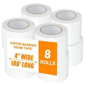 12 عبوة من Zhenx، شريط حاجز بخار، شريط التماس حاجز البخار، شريط عازل بعرض 4 بوصات × طول 180 بوصة، شريط ختم من البولي إيثيلين 9 مم، لحواجز الزحف وإصلاحات عزل الدرزات والبطانات البلاستيكية in Kuwait