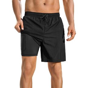 Men's Swim Trunks Quick Dry Board Shorts 7'' Beach Shorts with Liner & Zipper Pockets Swimwear Bathing Suit in Kuwait