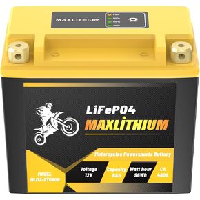بطارية ليثيوم للدراجات النارية 12 فولت 8 أمبير 480 أمبير، بطارية BMS LiFePO4 Powersport الذكية تحل محل YTX12-BS، YTX14-BS، YTX16-BS، YTX20L-BS، متوافقة مع ATV، UTV، الثلج، القوارب البخارية، جزازة العشب in Kuwait