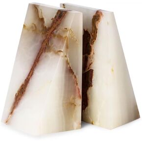 Bey-Berk Whitney Zebra Marble Bookends (Black, Set of 2), 4" x 2.5" x 6" Heavy Wedge Book Ends for Desk, Shelf, or Office in Kuwait