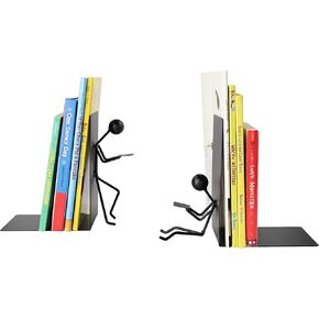 7Penn نهايات معدنية فريدة من نوعها حامل كتب على شكل عصا سوداء - قطعتان من نهايات الكتب ثلاثية الأبعاد نهايات الكتب المزخرفة للأرفف in Kuwait
