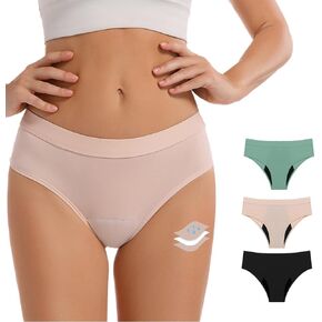 Period Underwear for Women Heavy Flow, 40ml Absorbent Leakproof Bikini, Organic Cotton Reusable Washable, 3 Pack in Saudi Arabia