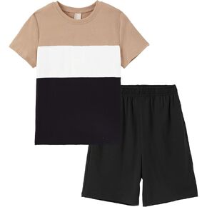 PATPAT Boys 2 Piece Summer Outfits 6-14 Years Shorts Sleeve T-Shirts and Shorts Clothing Sets in Saudi Arabia