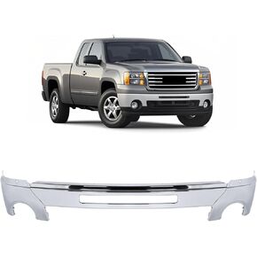KUAFU Front Bumper Face Bar Compatible with 2007-2013 GMC Sierra 1500 2500 HD 3500 HD Replacement for GM1002834 15902856 15901505 W/Fog Light Holes Steel Chrome Silvery in Saudi Arabia